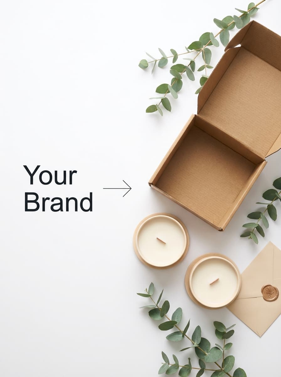 Premium corporate gift box with branded candle, wax-sealed envelope, and personalized card